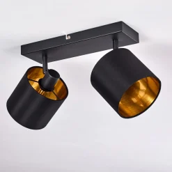 Plafonnier Alsen Noir Dore, 2 Lumieres