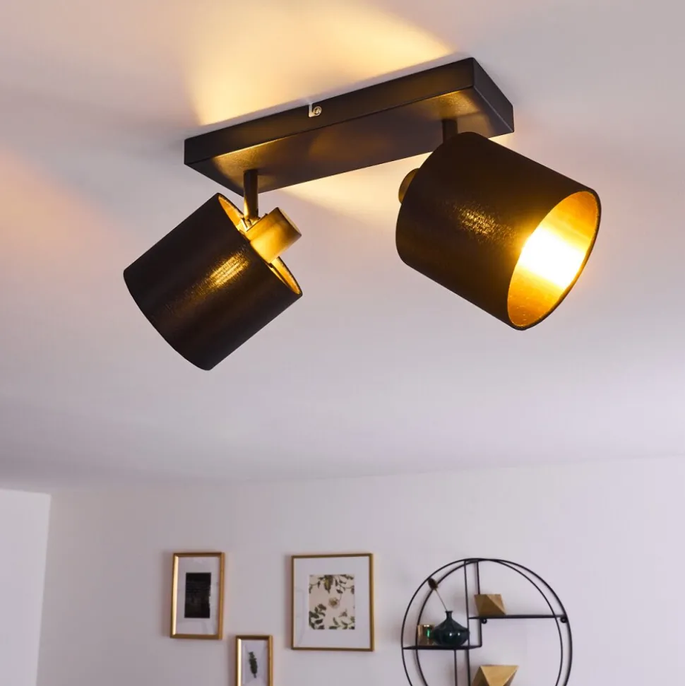 Plafonnier Alsen Noir Dore, 2 Lumieres