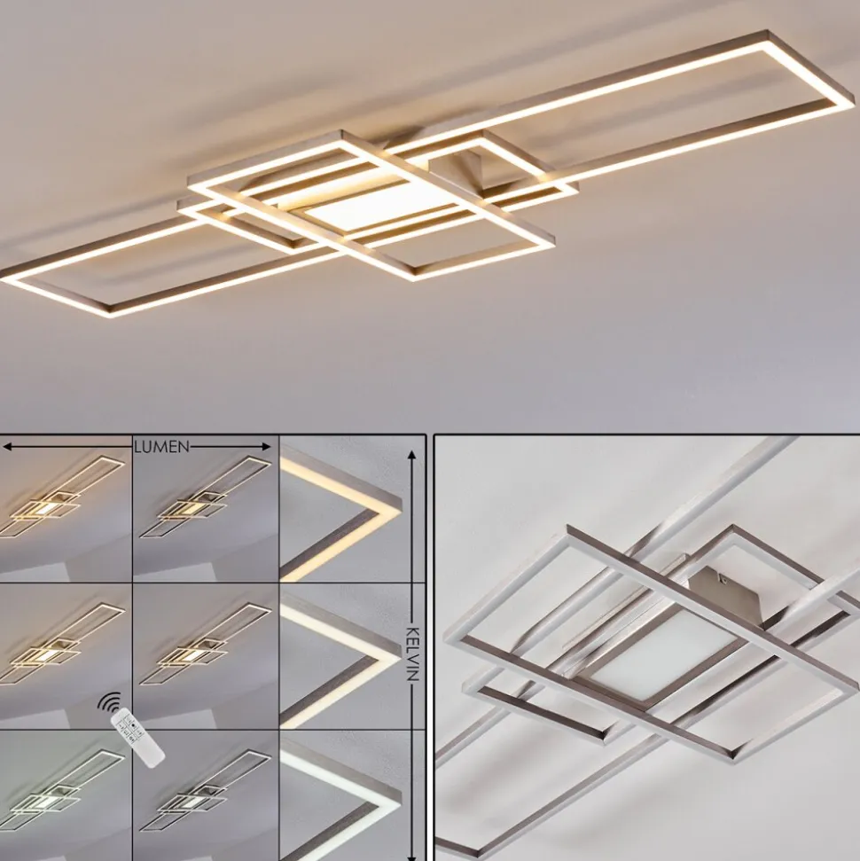 Plafonnier Alsterbro Led Nickel Mat, 1 Lumiere, Telecommandes