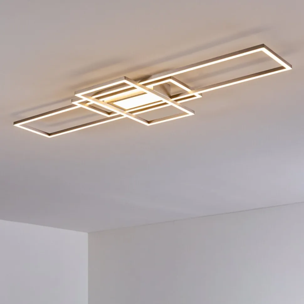 Plafonnier Alsterbro Led Nickel Mat, 1 Lumiere, Telecommandes