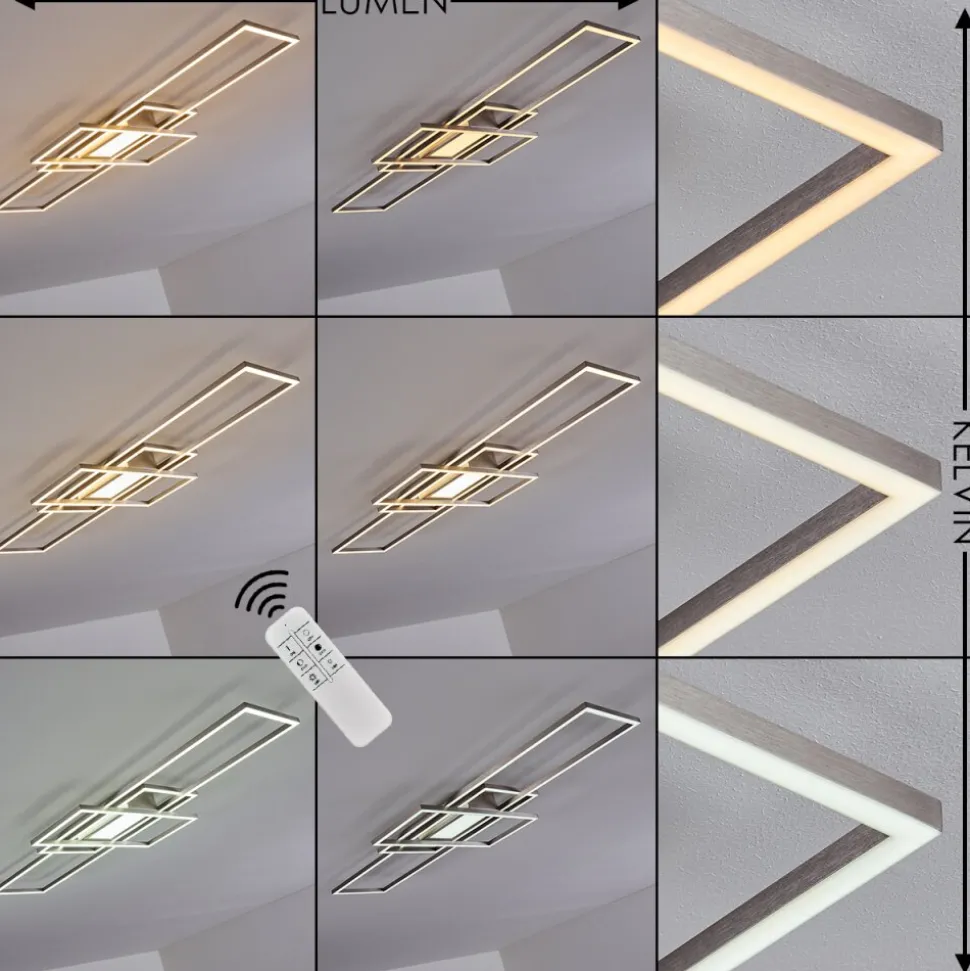 Plafonnier Alsterbro Led Nickel Mat, 1 Lumiere, Telecommandes