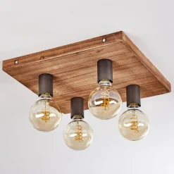 Plafonnier Amnicon Bois Fonce, Noir, 4 Lumieres