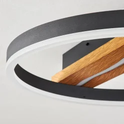 Plafonnier Angtasom Led Brun, Couleur Bois, Noir, 1 Lumiere, Telecommandes