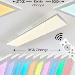 Plafonnier Antria Led Blanc, 1 Lumiere, Telecommandes, Changeur De Couleurs