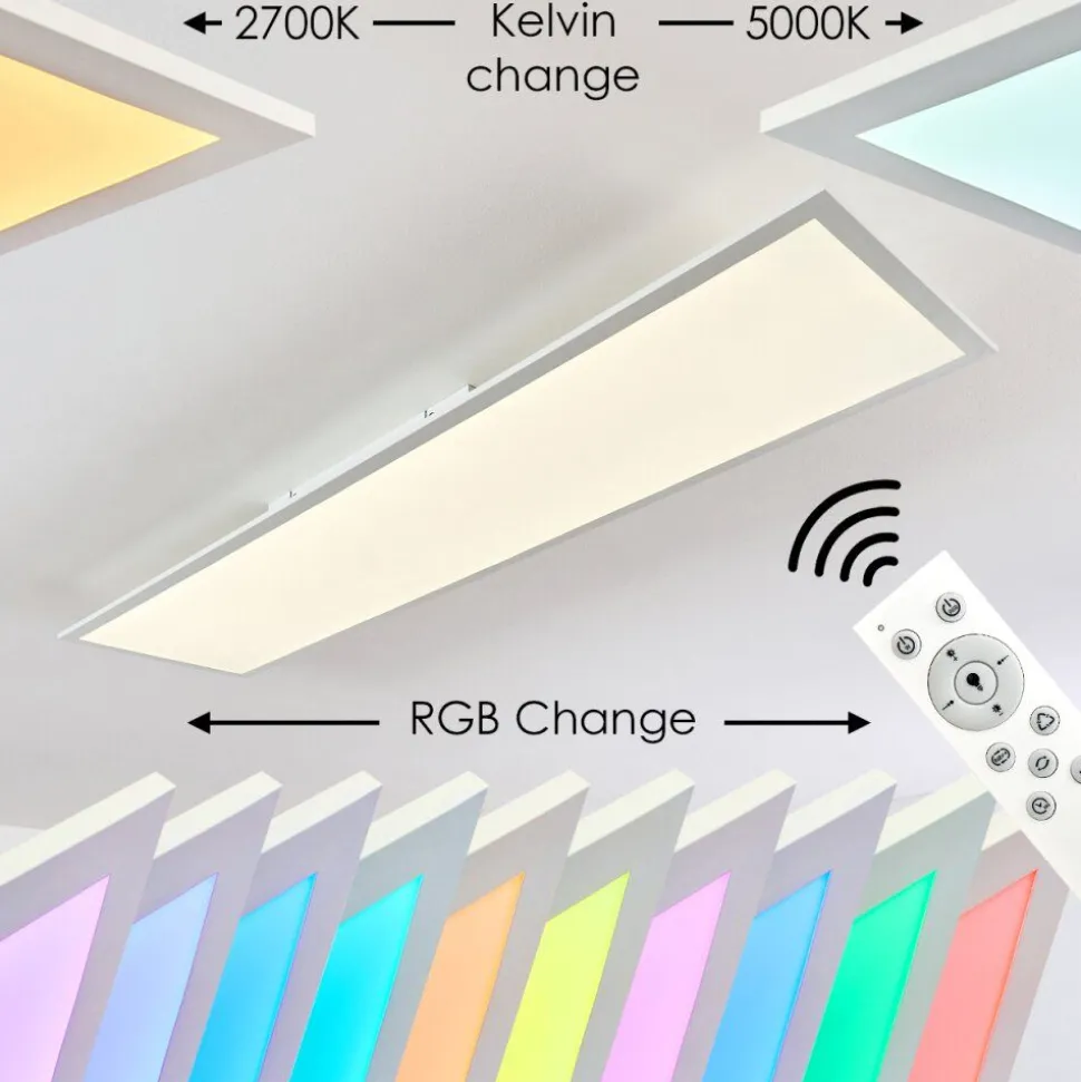 Plafonnier Antria Led Blanc, 1 Lumiere, Telecommandes, Changeur De Couleurs