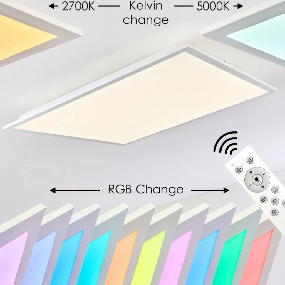 Plafonnier Antria Led Blanc, 1 Lumiere, Telecommandes, Changeur De Couleurs