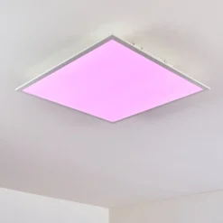 Plafonnier Antria Led Blanc, 1 Lumiere, Telecommandes, Changeur De Couleurs