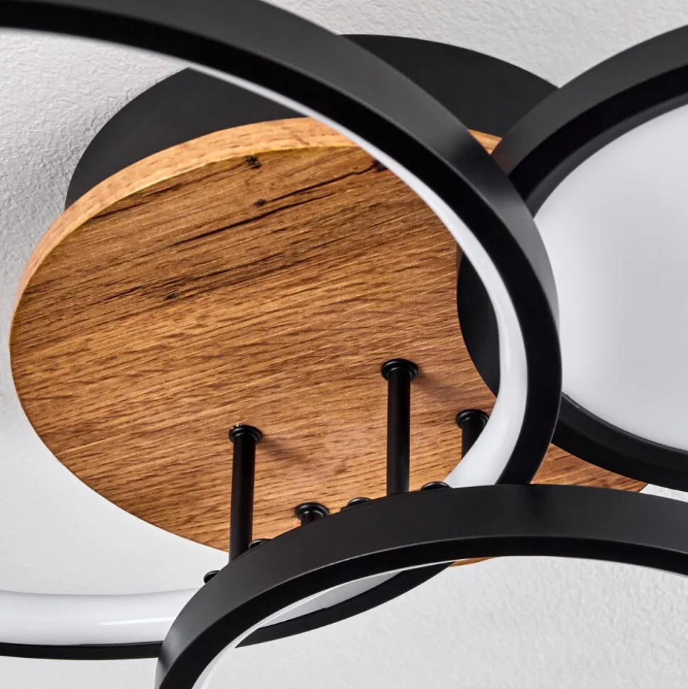 Plafonnier Avelal Led Brun, Couleur Bois, Noir, 1 Lumiere