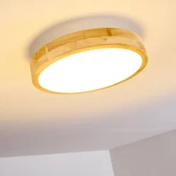 Plafonnier Bagaha Led Bois Clair, 1 Lumiere, Telecommandes