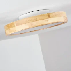 Plafonnier Bagaha Led Bois Clair, 1 Lumiere, Telecommandes
