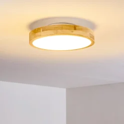 Plafonnier Bagaha Led Bois Clair, 1 Lumiere, Telecommandes
