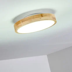 Plafonnier Bagaha Led Bois Clair, 1 Lumiere, Telecommandes