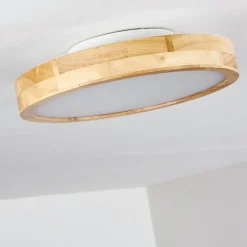 Plafonnier Bagaha Led Bois Clair, 1 Lumiere, Telecommandes