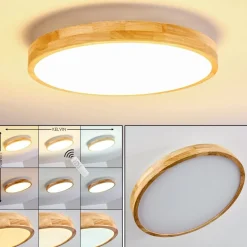Plafonnier Bagaha Led Bois Clair, 1 Lumiere, Telecommandes