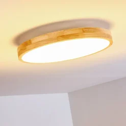 Plafonnier Bagaha Led Bois Clair, 1 Lumiere, Telecommandes
