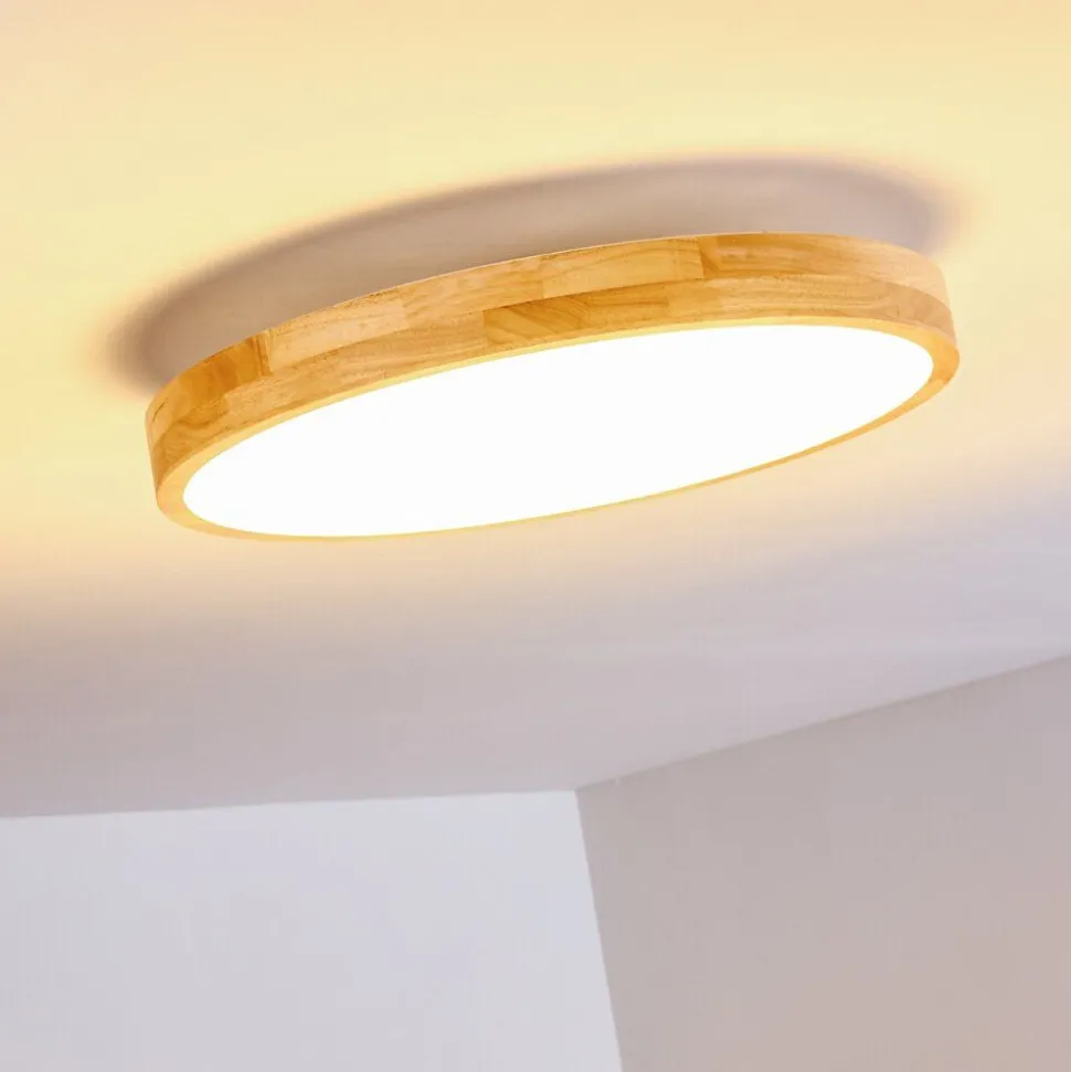 Plafonnier Bagaha Led Bois Clair, 1 Lumiere, Telecommandes