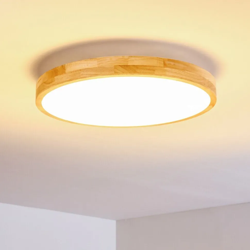 Plafonnier Bagaha Led Bois Clair, 1 Lumiere, Telecommandes