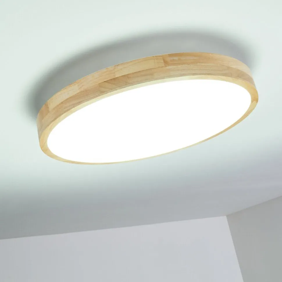 Plafonnier Bagaha Led Bois Clair, 1 Lumiere, Telecommandes