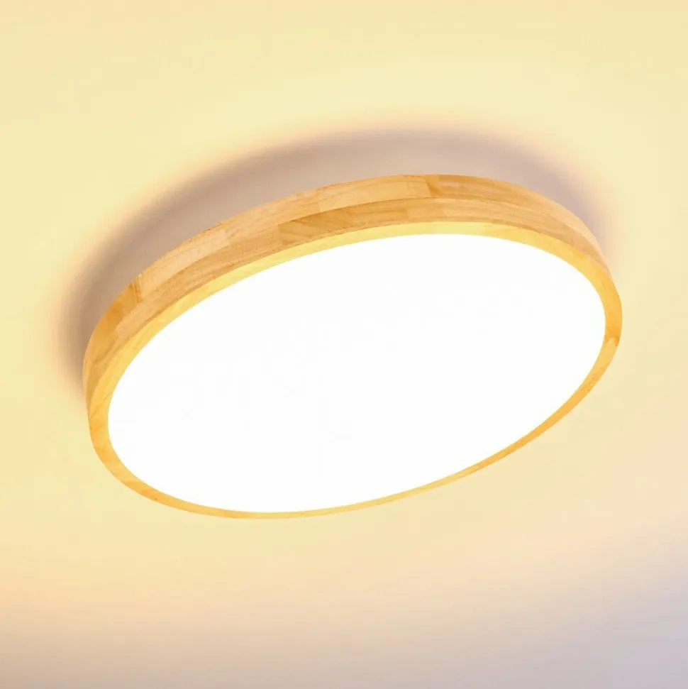 Plafonnier Bagaha Led Bois Clair, 1 Lumiere, Telecommandes