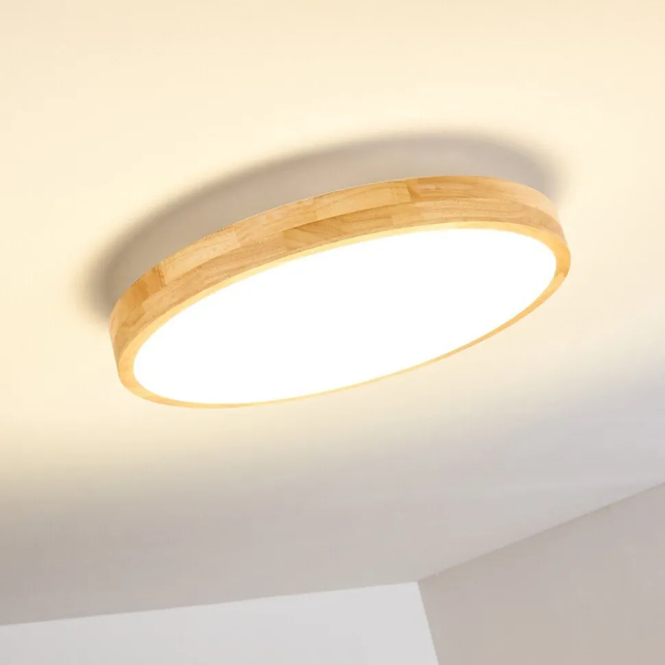 Plafonnier Bagaha Led Bois Clair, 1 Lumiere, Telecommandes