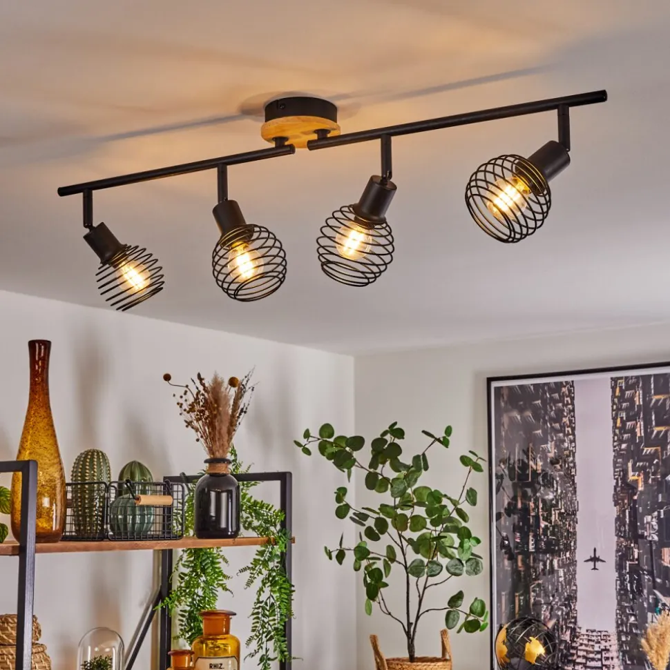 Plafonnier Ballis Ecru, Noir, 4 Lumieres