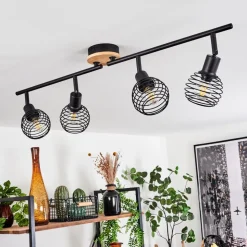 Plafonnier Ballis Ecru, Noir, 4 Lumieres