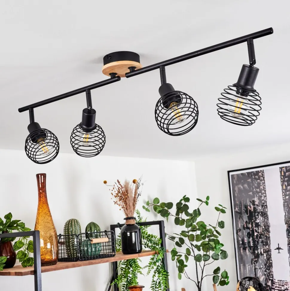 Plafonnier Ballis Ecru, Noir, 4 Lumieres
