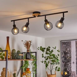 Plafonnier Ballis Ecru, Noir, 4 Lumieres