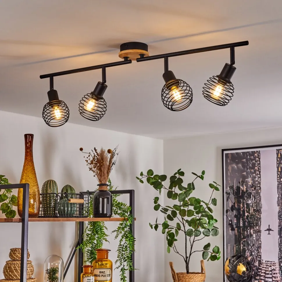 Plafonnier Ballis Ecru, Noir, 4 Lumieres