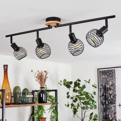 Plafonnier Ballis Ecru, Noir, 4 Lumieres