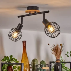 Plafonnier Ballis Ecru, Noir, 2 Lumieres