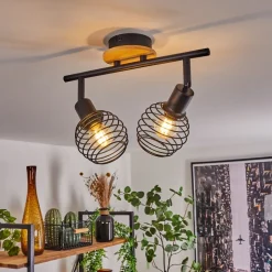 Plafonnier Ballis Ecru, Noir, 2 Lumieres