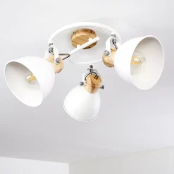 Plafonnier Banjul Bois Clair, Blanc, 3 Lumieres