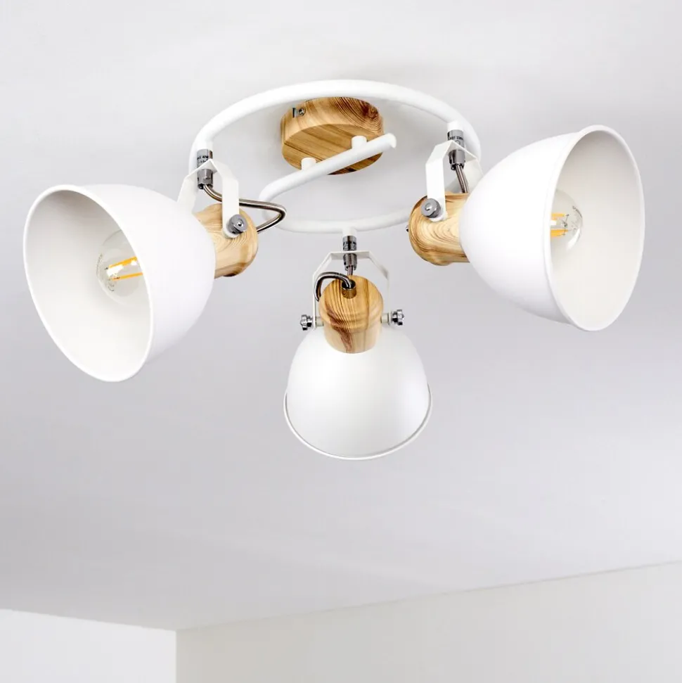 Plafonnier Banjul Bois Clair, Blanc, 3 Lumieres