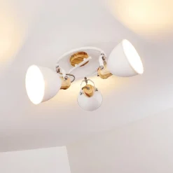 Plafonnier Banjul Bois Clair, Blanc, 3 Lumieres