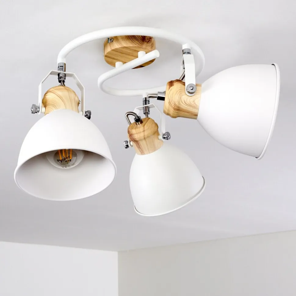 Plafonnier Banjul Bois Clair, Blanc, 3 Lumieres