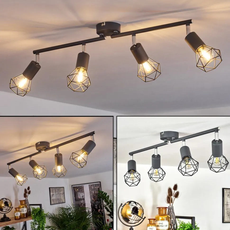 Plafonnier Baripada Anthracite, Chrome, 4 Lumieres