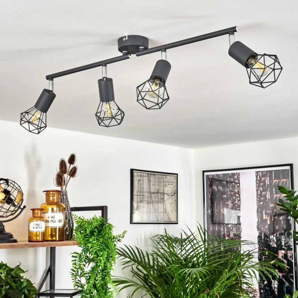 Plafonnier Baripada Anthracite, Chrome, 4 Lumieres