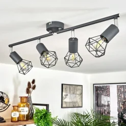 Plafonnier Baripada Anthracite, Chrome, 4 Lumieres