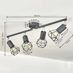Plafonnier Baripada Anthracite, Chrome, 4 Lumieres