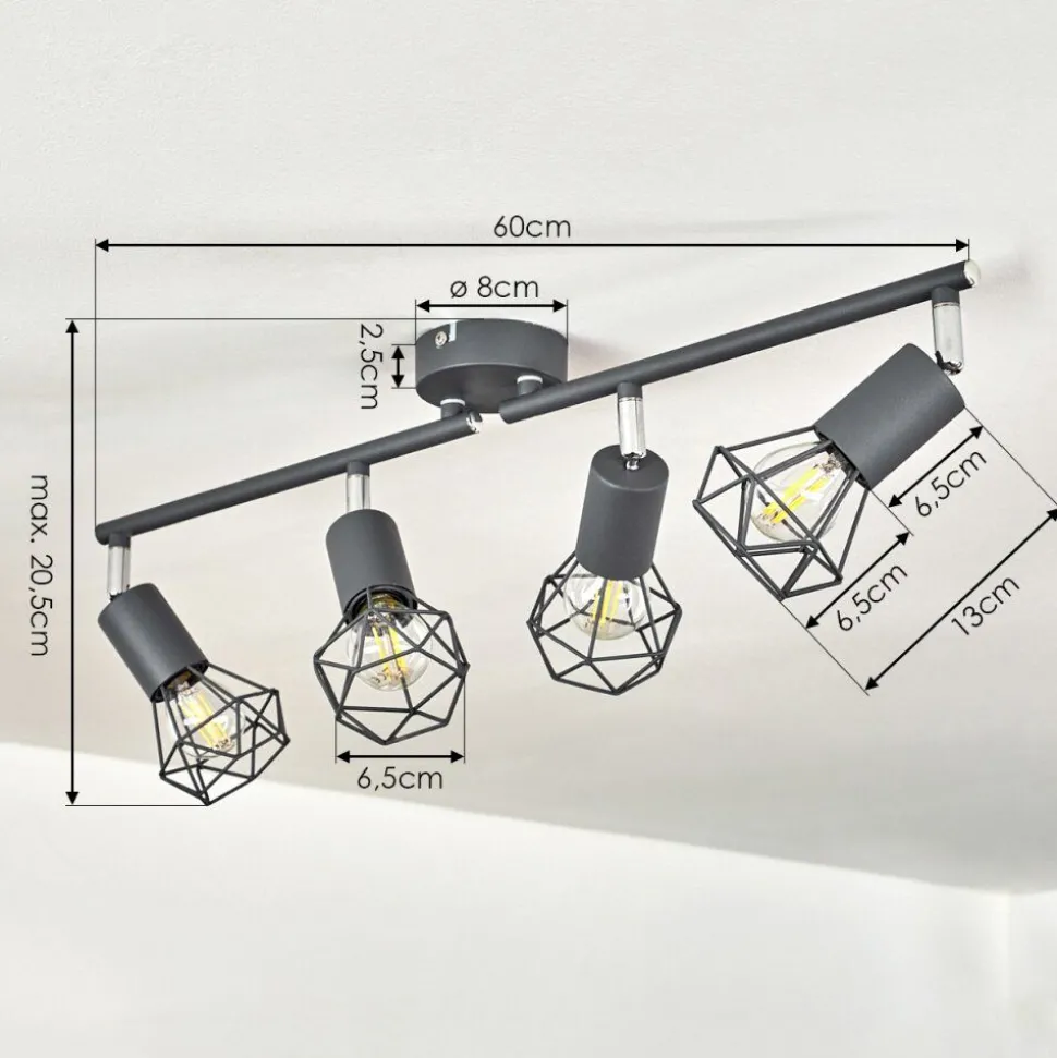 Plafonnier Baripada Anthracite, Chrome, 4 Lumieres