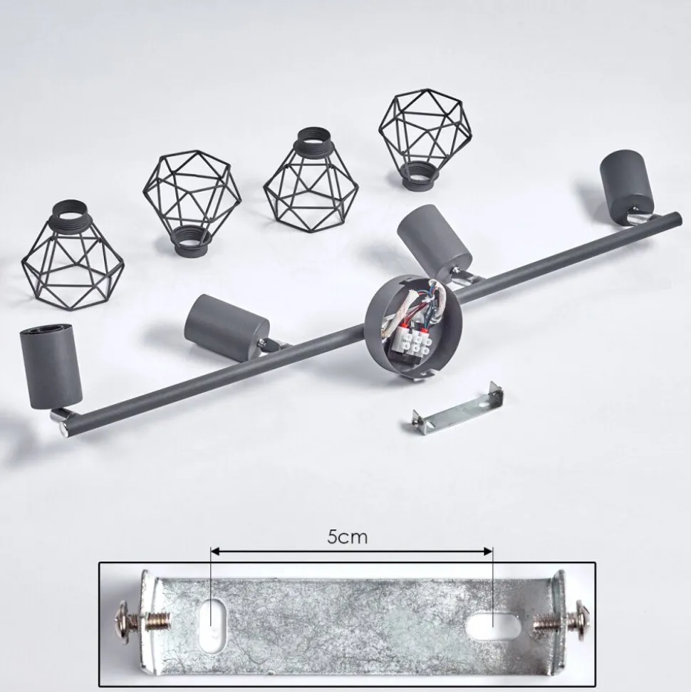 Plafonnier Baripada Anthracite, Chrome, 4 Lumieres
