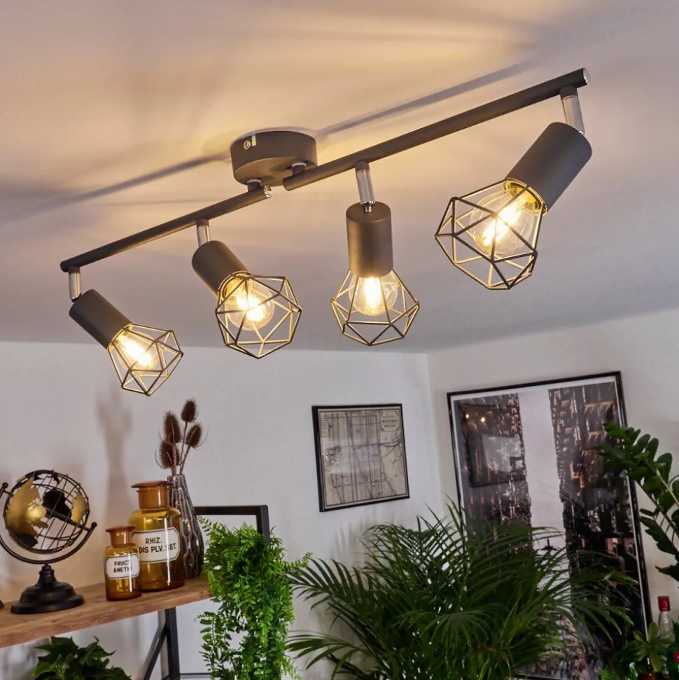 Plafonnier Baripada Anthracite, Chrome, 4 Lumieres
