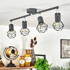 Plafonnier Baripada Anthracite, Chrome, 4 Lumieres