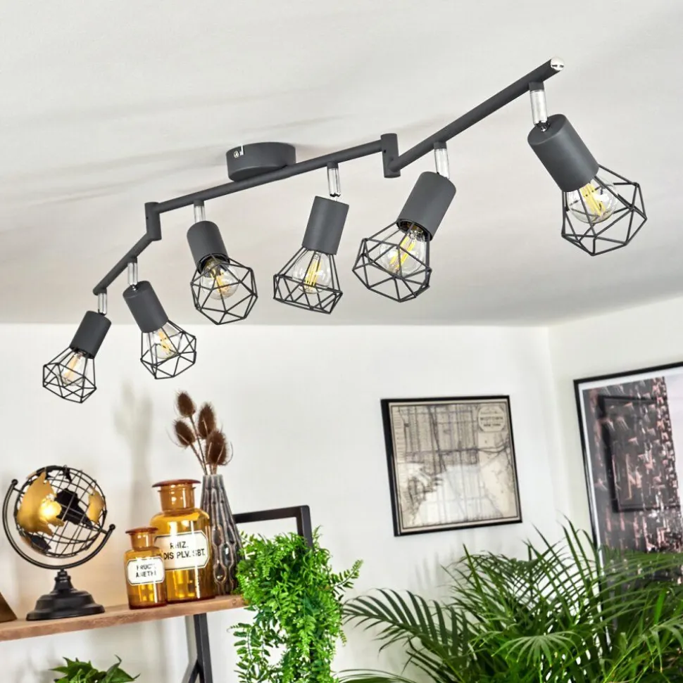Plafonnier Baripada Anthracite, Chrome, 6 Lumieres