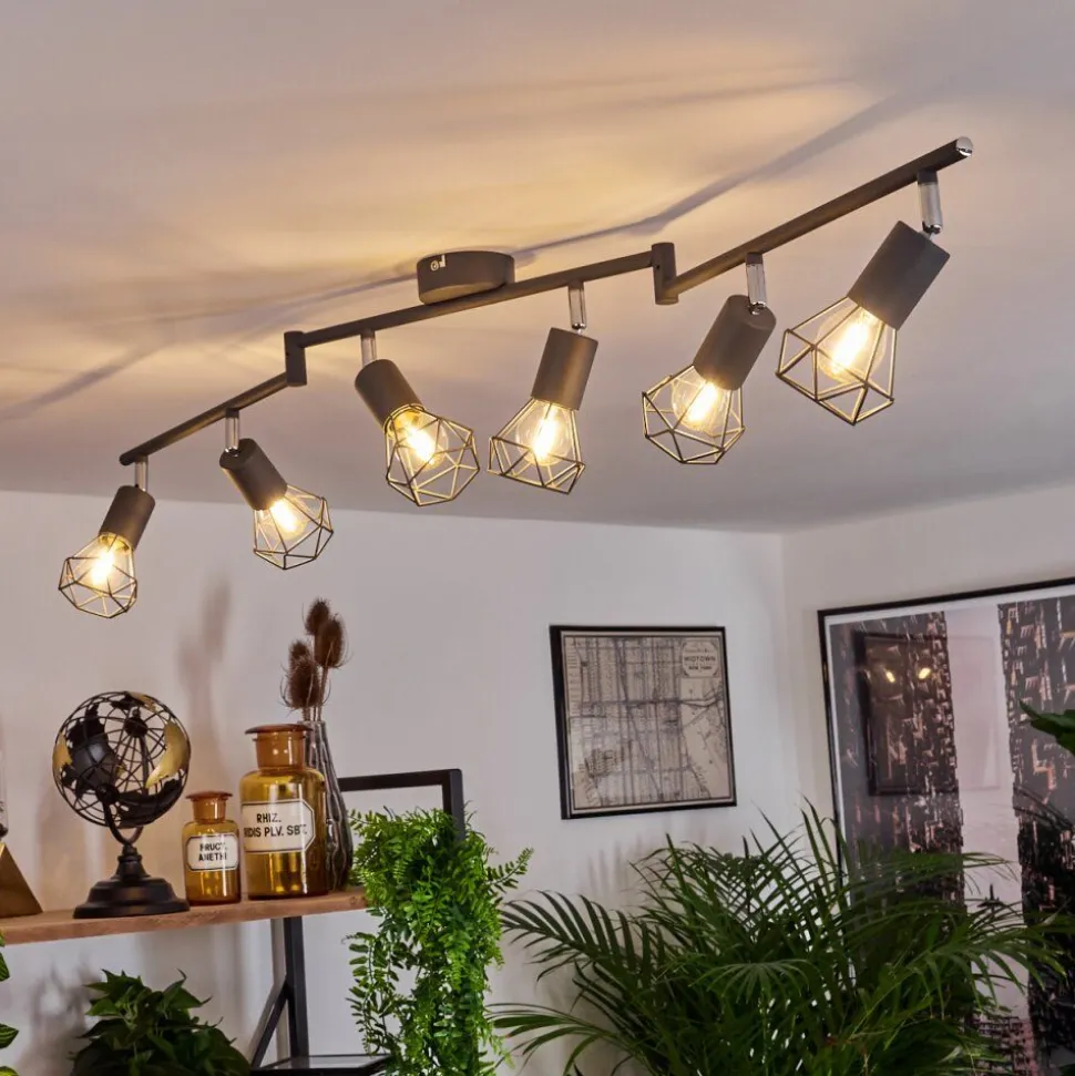 Plafonnier Baripada Anthracite, Chrome, 6 Lumieres
