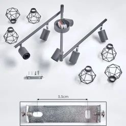 Plafonnier Baripada Anthracite, Chrome, 6 Lumieres
