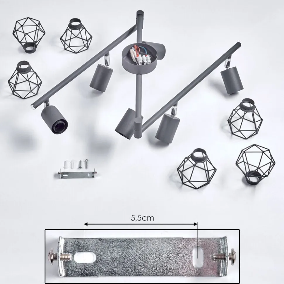 Plafonnier Baripada Anthracite, Chrome, 6 Lumieres