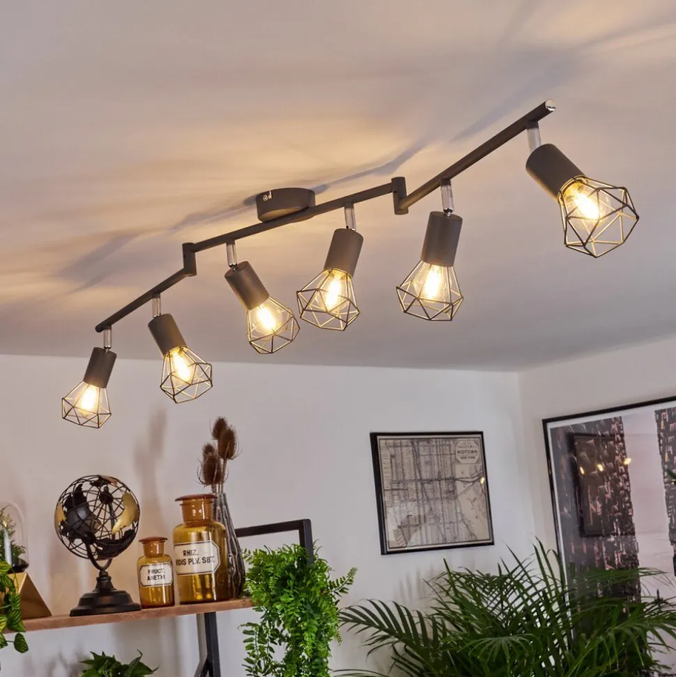 Plafonnier Baripada Anthracite, Chrome, 6 Lumieres