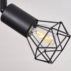 Plafonnier Baripada Bois Fonce, Noir, 4 Lumieres